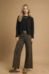 Umgee Brushed Fleeve Crewneck Top - Trendsi - Flyclothing LLC