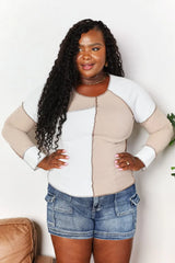 Double Take Color Block Exposed Seam Top - Trendsi - Flyclothing LLC