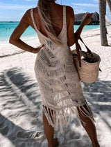 Fringe Scoop Neck Cover-Up - Trendsi - Flyclothing LLC