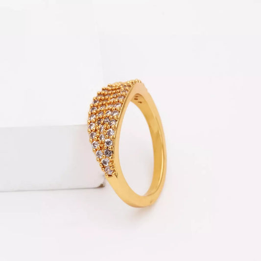 18K Gold-Plated Copper Zircon Round Ring - Trendsi - Flyclothing LLC