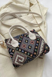 Geometric PU Leather Strap Handbag - Trendsi
