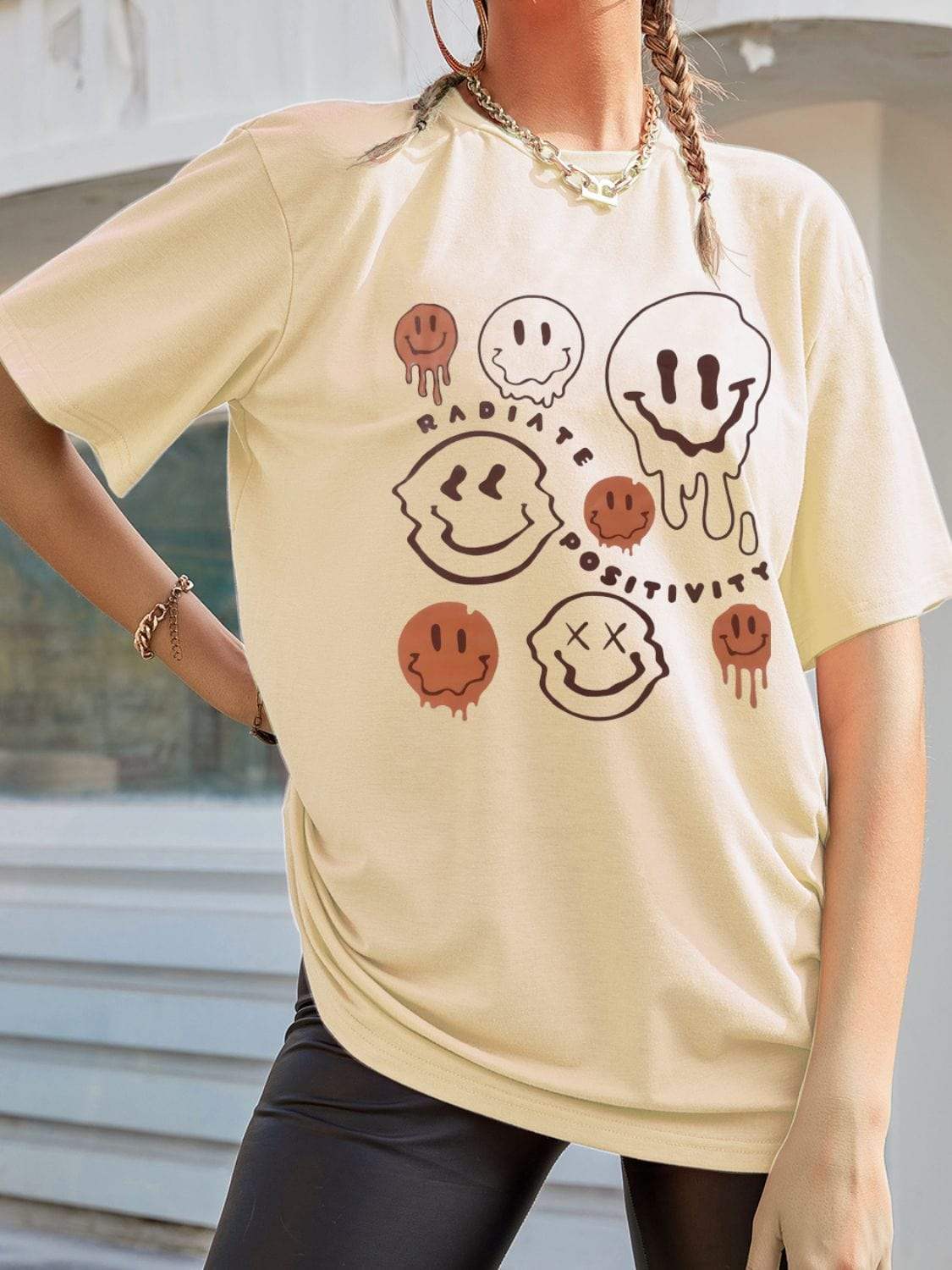 Graphic Round Neck Half Sleeve T-Shirt - Trendsi - Flyclothing LLC