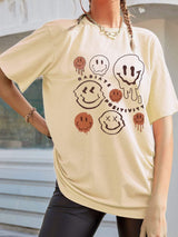 Graphic Round Neck Half Sleeve T-Shirt - Trendsi - Flyclothing LLC