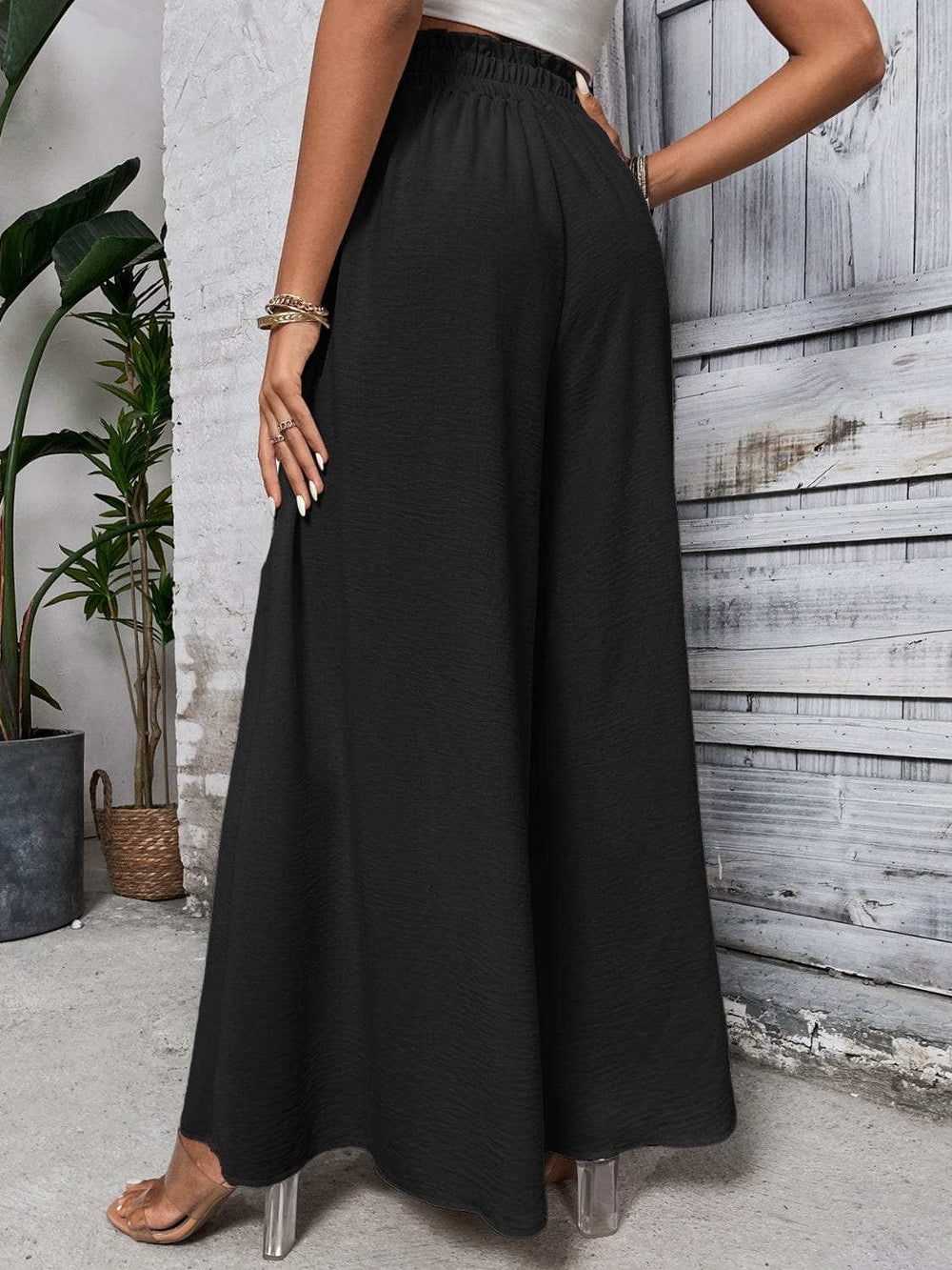 Tied High Waist Wide Leg Pants - Trendsi - Flyclothing LLC
