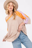SAGE + FIG Color Block Curved Hem T-Shirt - Trendsi