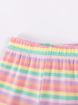 Children's Horse Applique Top & Rainbow Striped Pants Set - Trendsi - Flyclothing LLC