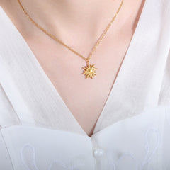 Titanium Steel Sun Shape Pendant Necklace Trendsi