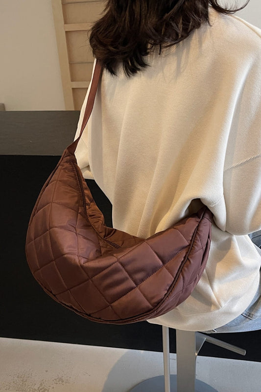 Plaid Quilted Adjustable Strap Crossbody Bag - Trendsi
