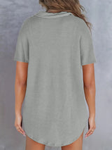 Waffle-Knit Short Sleeve Polo Shirt - Trendsi - Flyclothing LLC