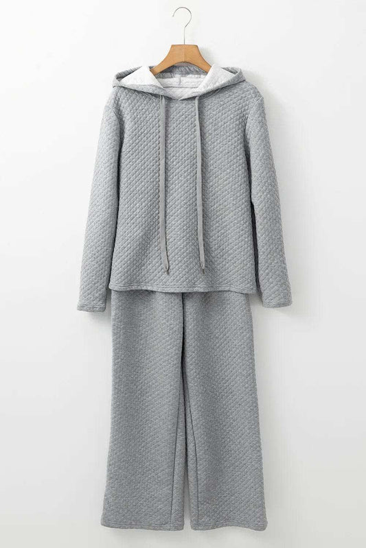 Drawstring Long Sleeve Hooded Top and Pants Set - Trendsi - Flyclothing LLC
