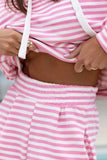 Drawstring Striped Hooded Top and Shorts Set - Trendsi - Flyclothing LLC