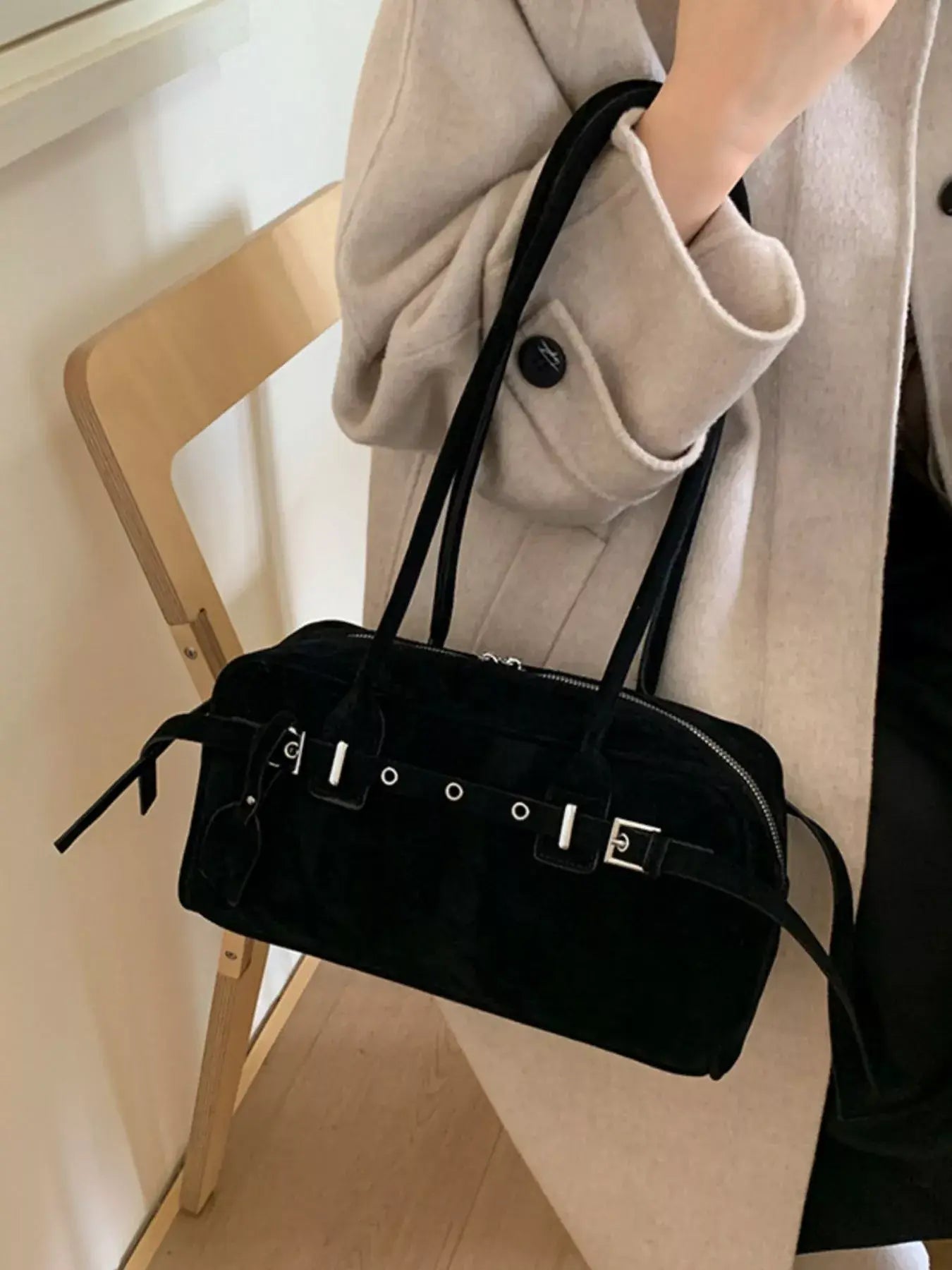 Buckle Decor Shoulder Bag - Trendsi - Flyclothing LLC