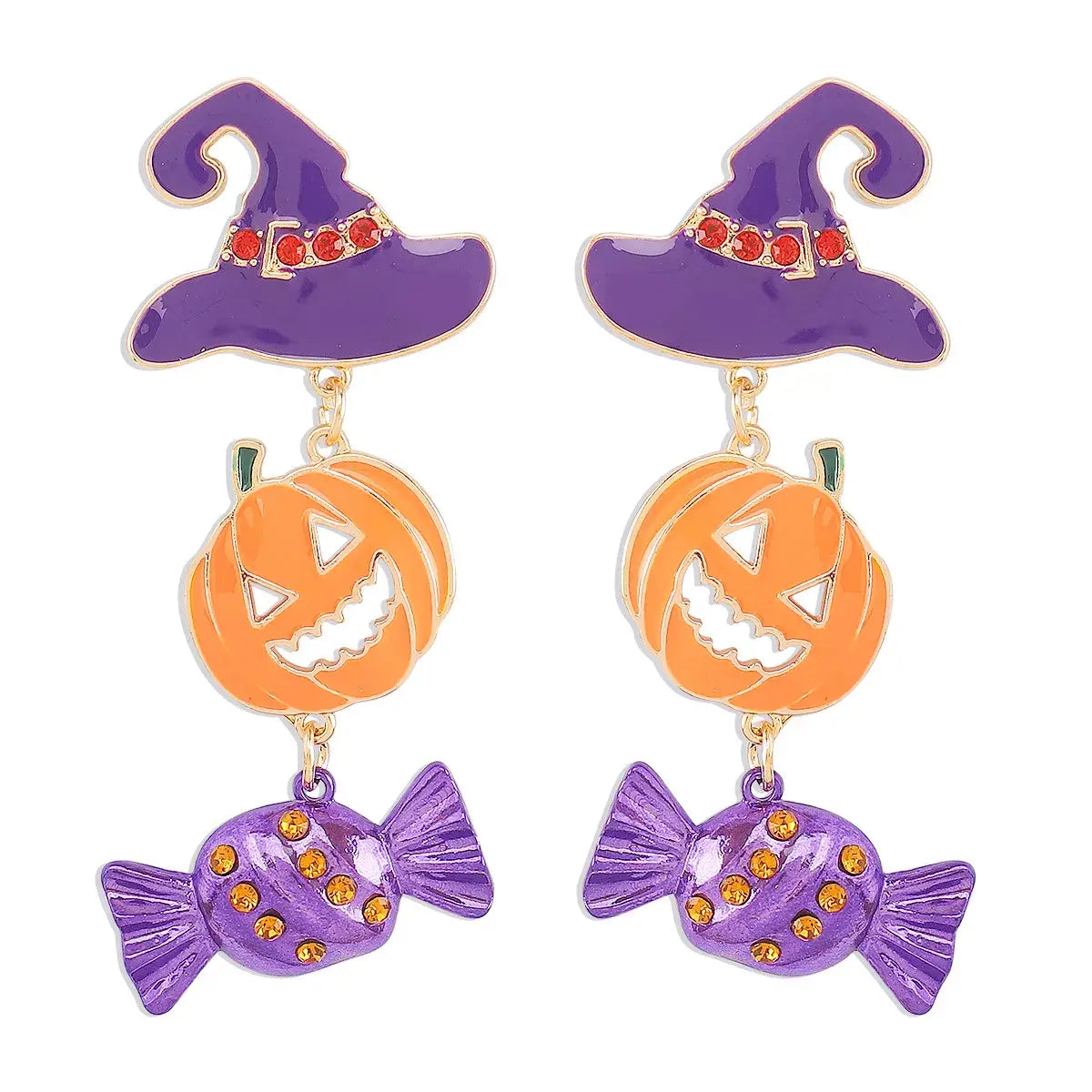 Halloween 18K Gold-Plated Alloy Pumpkin Earrings - Trendsi - Flyclothing LLC
