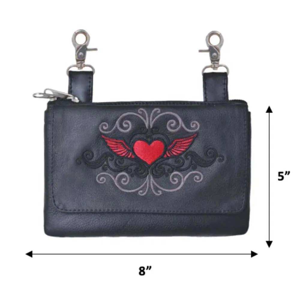 Heart Cowhide Leather Clip-On Bag - Unik Just for Bikers - Flyclothing LLC