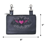 Pink Heart Themed Cowhide Clip-On Bag - Unik Just for Bikers - Flyclothing LLC
