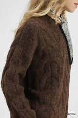 Umgee Cable Knit Cozy Sweater - Trendsi - Flyclothing LLC