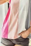 BiBi Cotton Span Color Block Ruffle Band Shoulder Tank - Trendsi