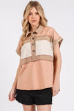 Mittoshop Mineral Washed Half Button Polo Top - Trendsi