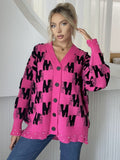 Pearl Trim V-Neck Button Up Cardigan - Trendsi