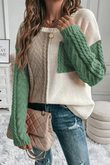 Double Take Full Size Color Block Drop Shoulder Sweater - Trendsi - Flyclothing LLC