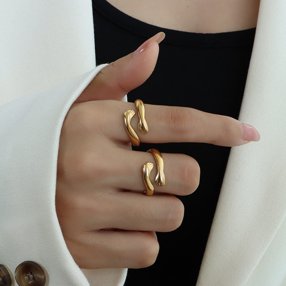 Titanium Steel Hug Bypass Ring Trendsi