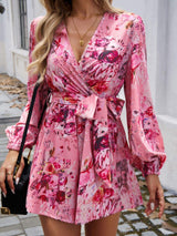 Devine Tied Surplice Long Sleeve Romper - Trendsi - Flyclothing LLC