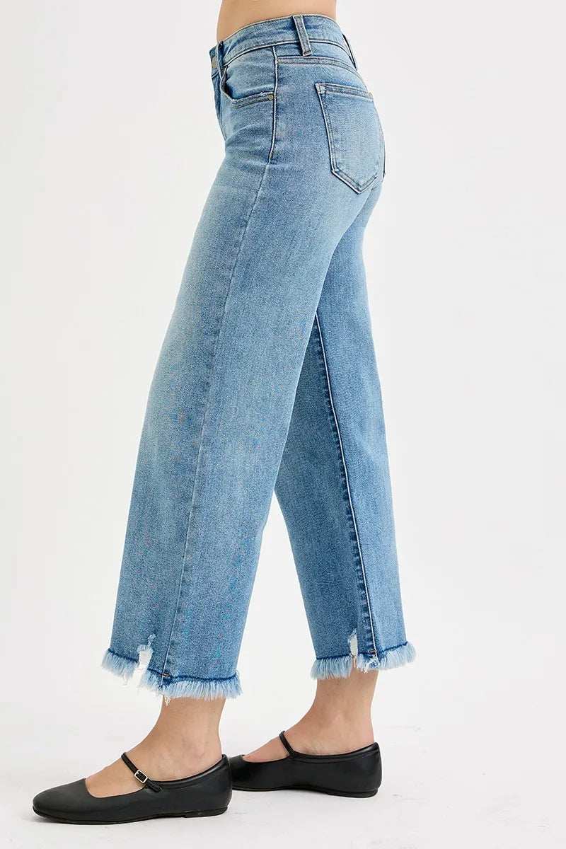 RISEN Full Size Mid Rise Crop Wide Leg Jeans Plus Size - Trendsi - Flyclothing LLC