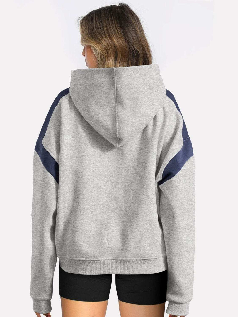 Contrast Dropped Shoulder Long Sleeve Hoodie - Trendsi - Flyclothing LLC