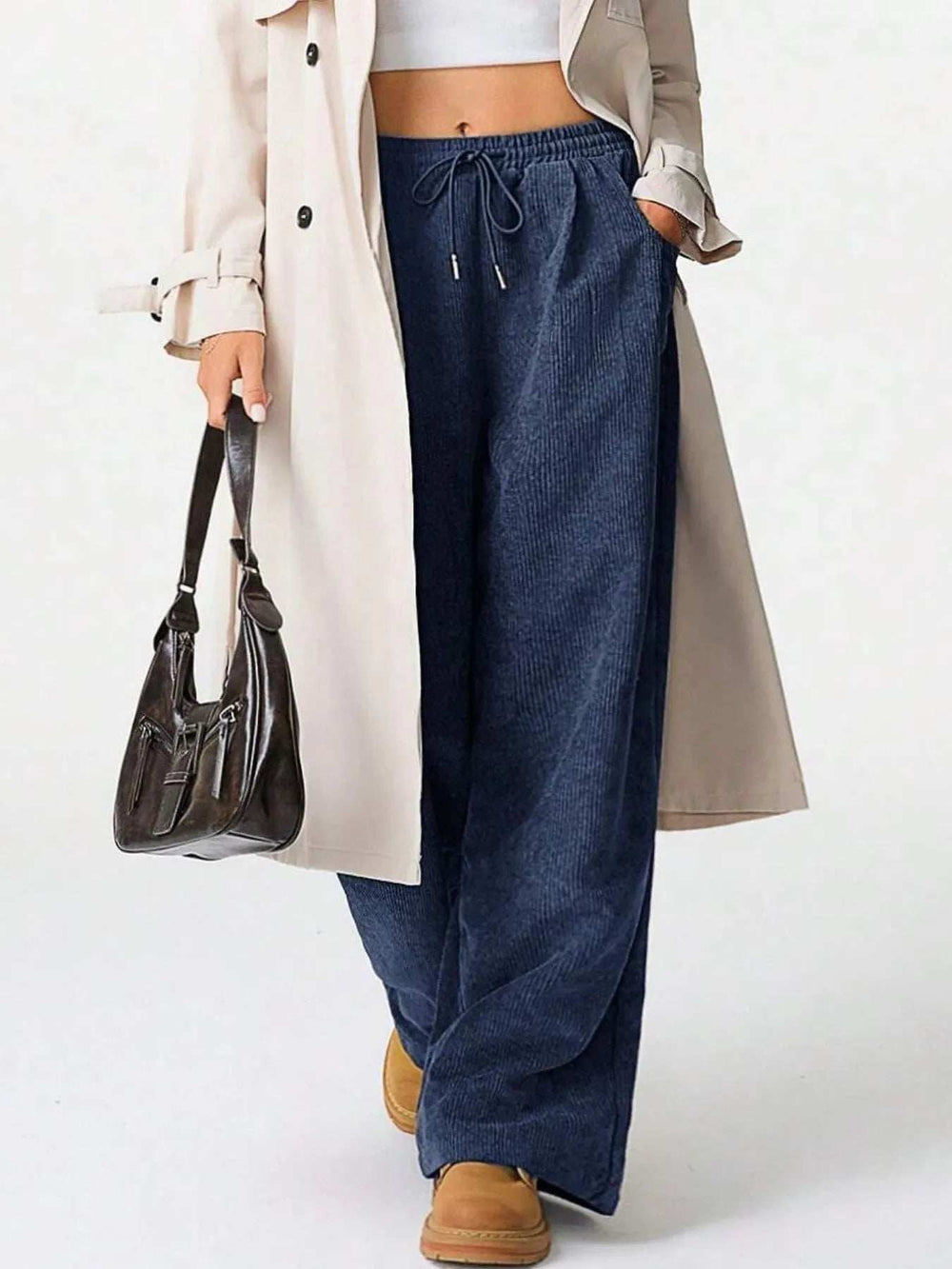 Drawstring Wide Leg Pants - Trendsi - Flyclothing LLC