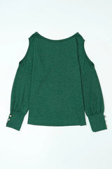 Cutout Round Neck Long Sleeve Top - Trendsi - Flyclothing LLC