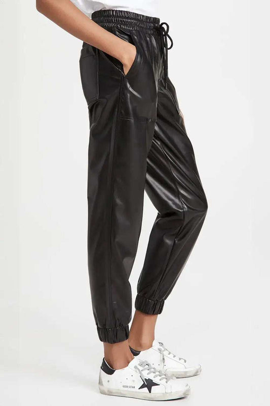 Drawstring PU Leather Pants with Pockets - Trendsi - Flyclothing LLC
