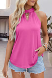 Tied Cutout Grecian Neck Tank - Flyclothing LLC