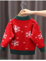 Children's Christmas Reindeer Snowflake Knitted Sweater - Trendsi - Flyclothing LLC