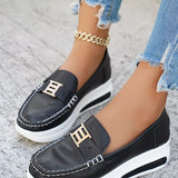 Metal Buckle Round Toe Slip-Ons - Trendsi - Flyclothing LLC