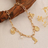 18K Gold-Plated Charm Necklace and Bracelet Jewelry Set - Trendsi - Flyclothing LLC