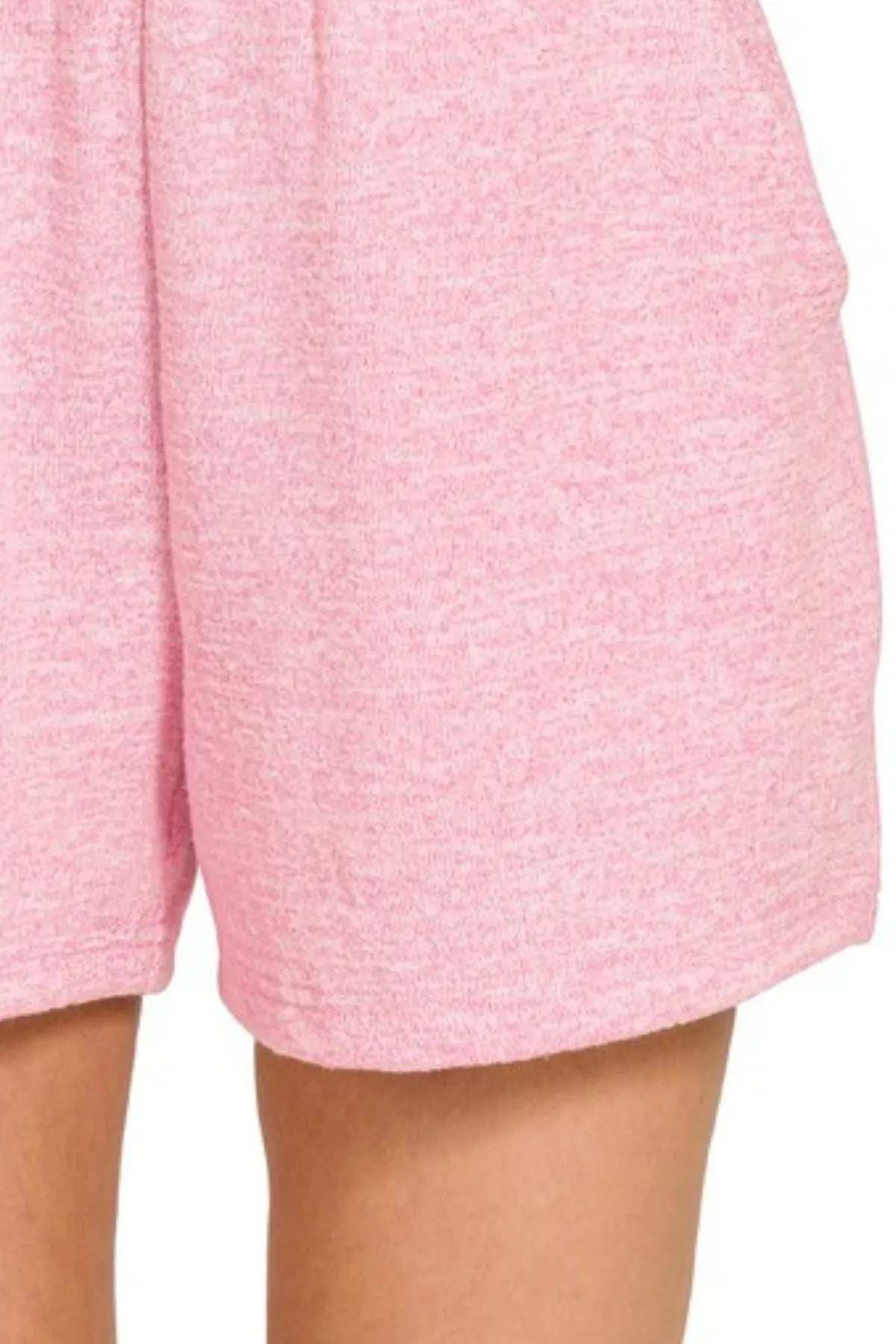 Zenana Soft Melange Hacci Elastic Waist Band Shorts - Trendsi - Flyclothing LLC