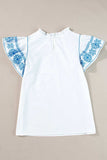 Ruffled Mock Neck Cap Sleeve Blouse - Trendsi - Flyclothing LLC