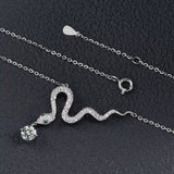 925 Sterling Silver Moissanite Snake Pendant Necklace - Trendsi - Flyclothing LLC