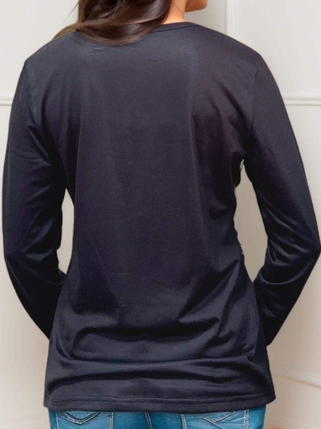 Crisscross Leopard V-Neck Long Sleeve T-Shirt - Trendsi - Flyclothing LLC