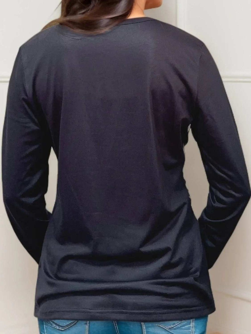 Crisscross Leopard V-Neck Long Sleeve T-Shirt - Trendsi - Flyclothing LLC