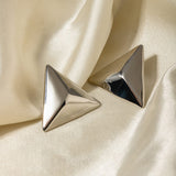 Stainless Steel 3D Triangle Earrings - Trendsi