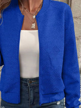Texture Zip-Up Bomber Jacket - Trendsi - Flyclothing LLC