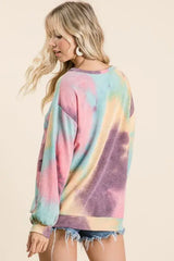 BiBi Tie Dye Print French Terry Sweatshirt - Trendsi - Flyclothing LLC
