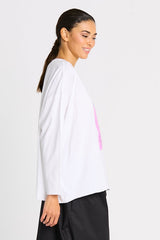 Pima Cotton "Saturn" Luxury Boxy Tee - White - PLANET by Lauren G - Flyclothing LLC
