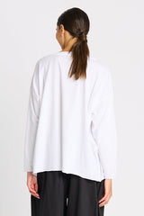 Pima Cotton "Saturn" Luxury Boxy Tee - White - PLANET by Lauren G - Flyclothing LLC
