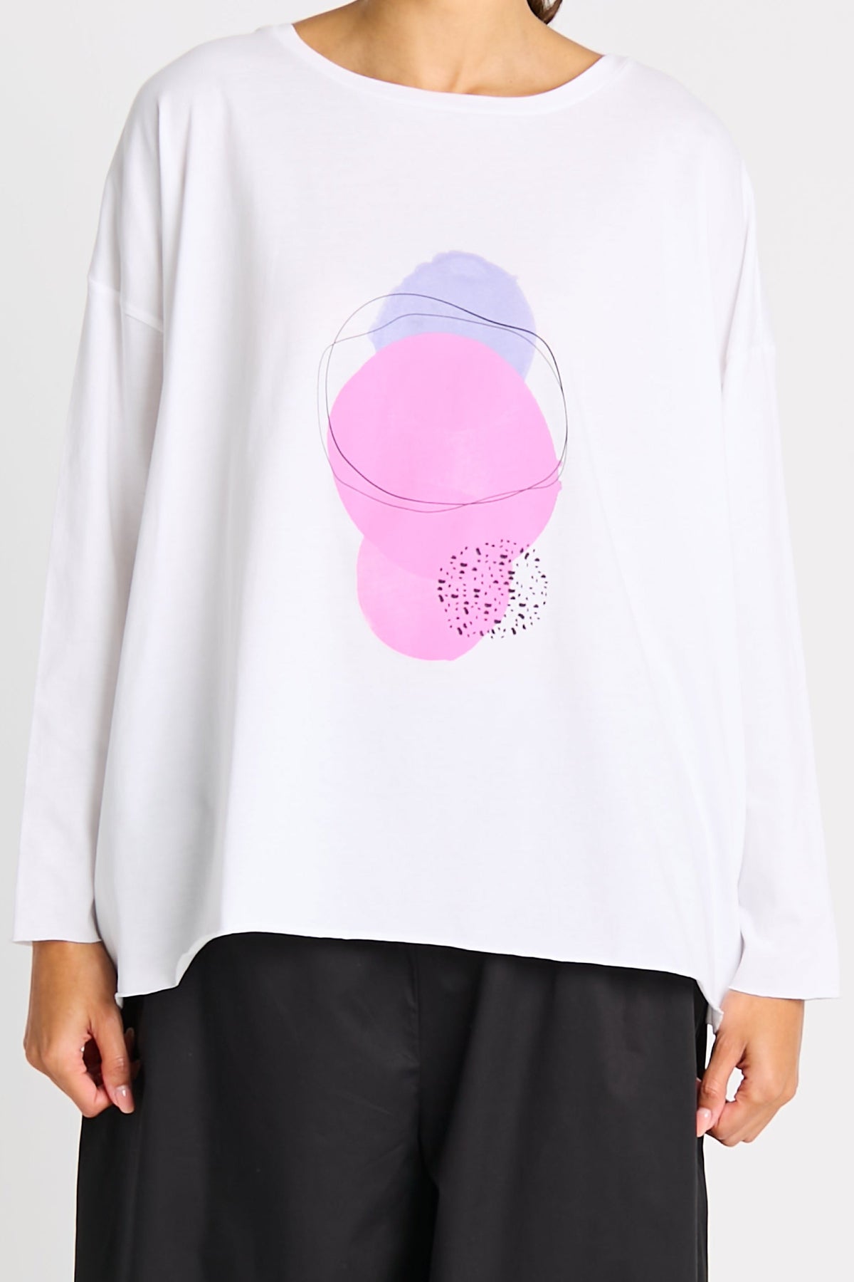 Pima Cotton "Saturn" Luxury Boxy Tee - White - PLANET by Lauren G - Flyclothing LLC