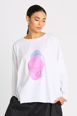 Pima Cotton "Saturn" Luxury Boxy Tee - White - PLANET by Lauren G - Flyclothing LLC
