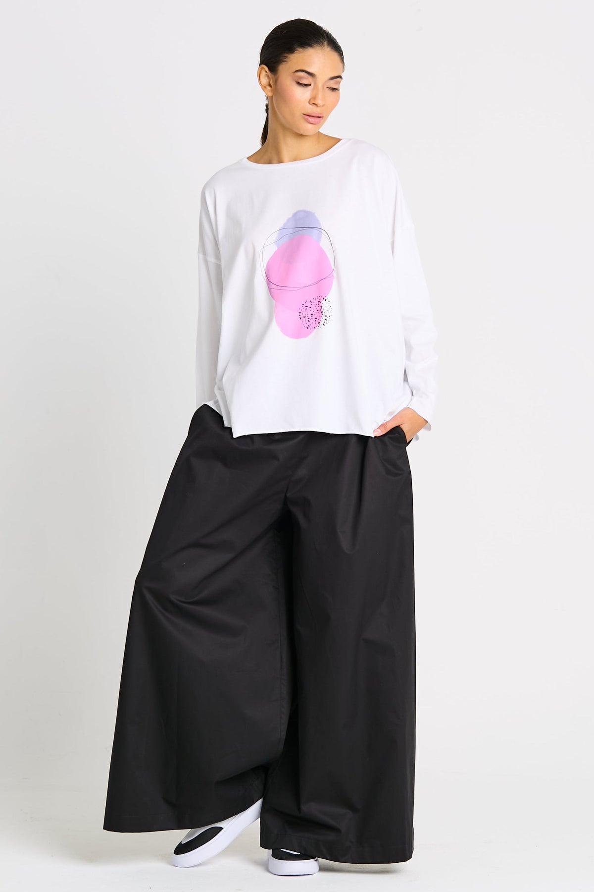 Pima Cotton "Saturn" Luxury Boxy Tee - White - PLANET by Lauren G - Flyclothing LLC