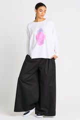Pima Cotton "Saturn" Luxury Boxy Tee - White - PLANET by Lauren G - Flyclothing LLC