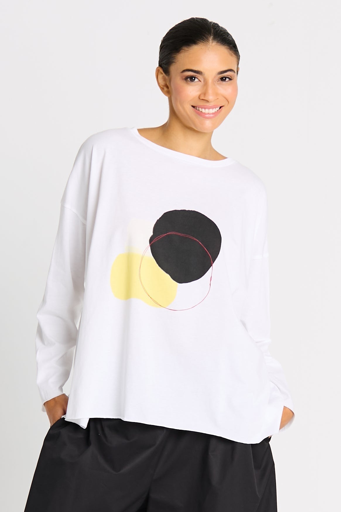 Pima Cotton "Solar" Luxury Boxy Tee - As Shown - PLANET by Lauren G - Flyclothing LLC